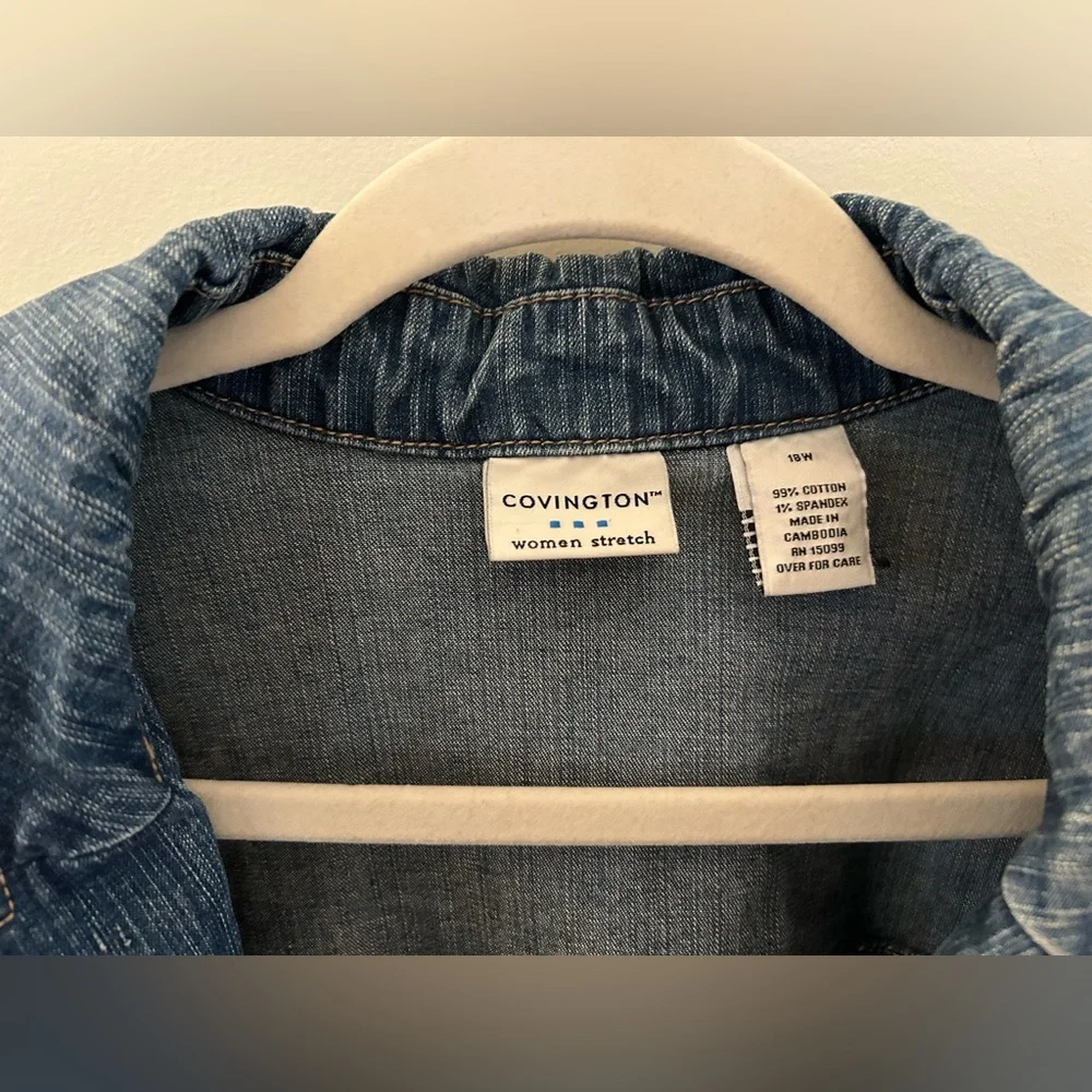 Covington Dark Blue Denim Blazer, Jean Jacket, Size 18W - Picture 8 of 11